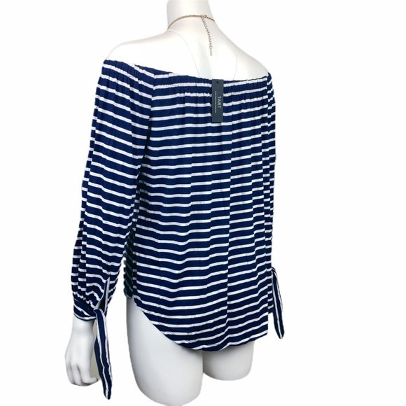 Tart Navy Stripe Off-the-Shoulder Top Size Medium - Picture 5 of 14